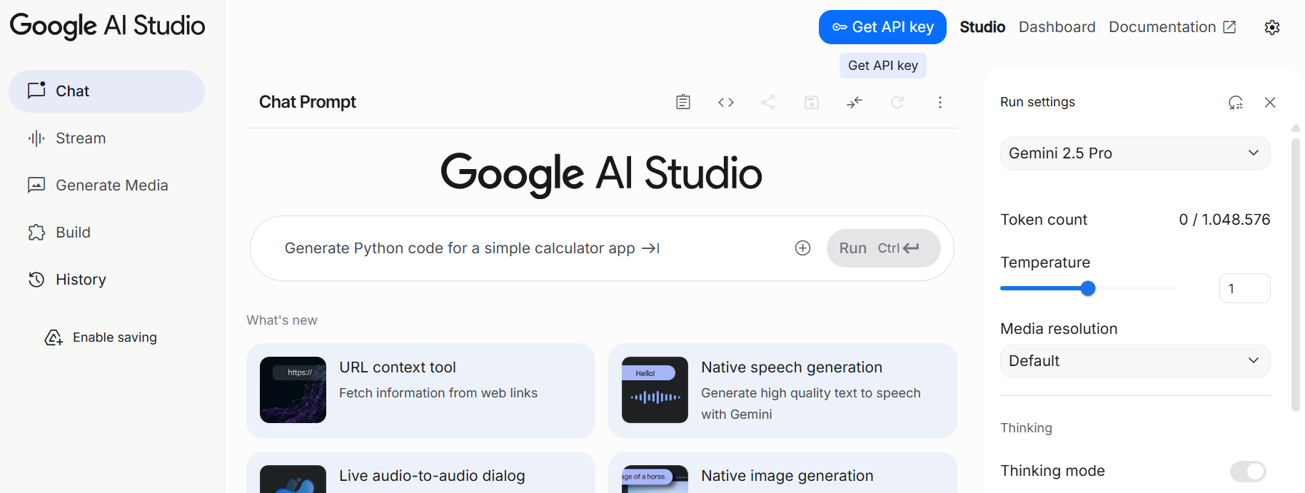 gemini api key studio