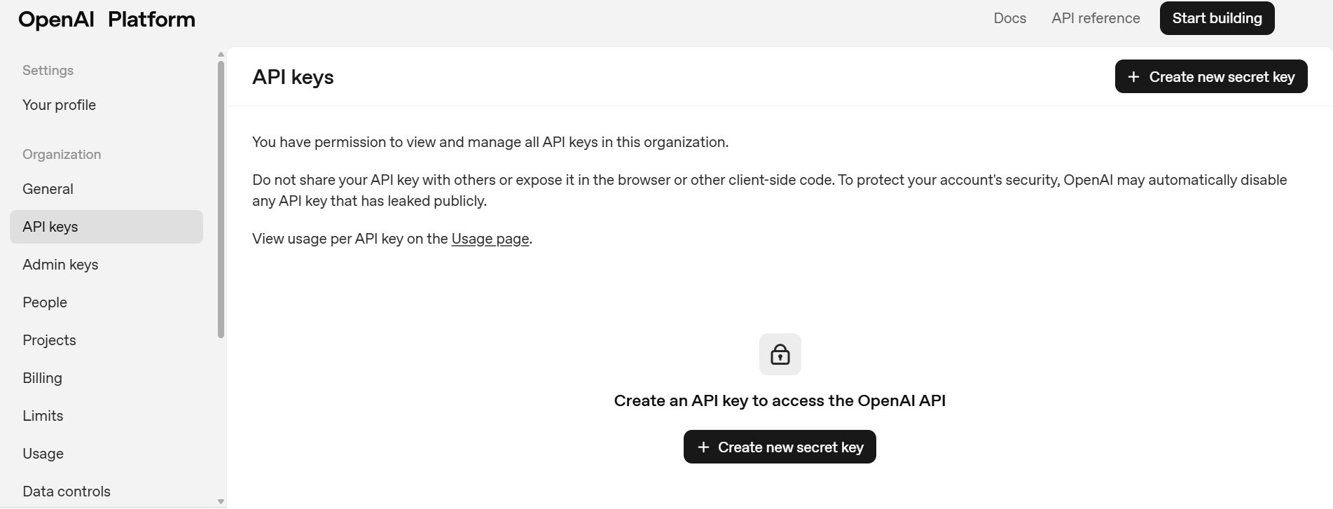 openai api keys dash