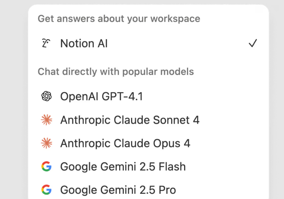 notion mail ai models